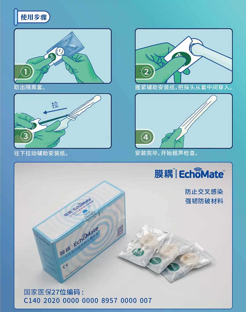 一次性超声隔离套-安装使用教学图-四步操作流程-带辅助安装纸.jpg
